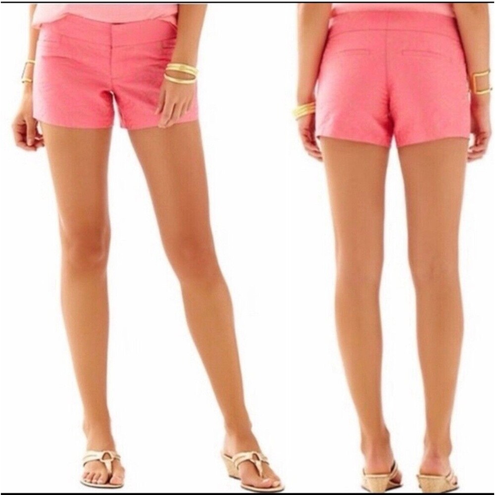 $88 NWOT Lilly Pulitzer Flamingo Pink Jungle Leaf Jacquard Ellie Shorts Sz 0